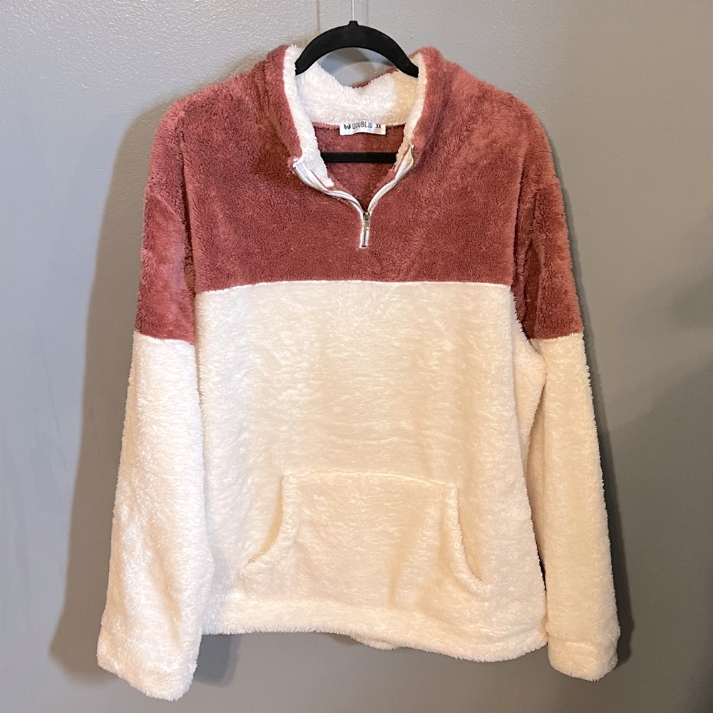 Half-Zip Fuzzy Fleece Sweater